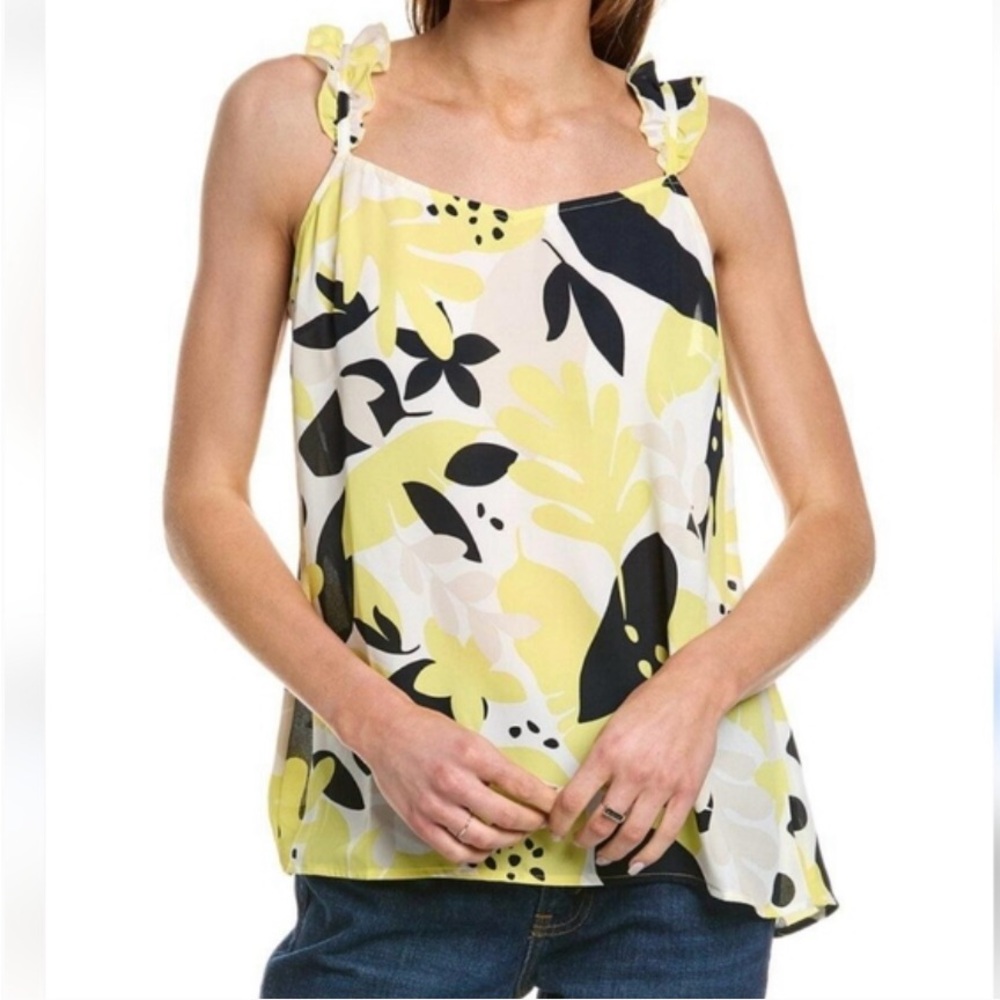 CAbi Yellow and Black Floral Camisole